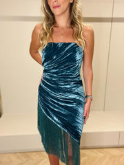 VESTIDO ASSIMETRICO FRANJAS