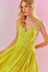 VESTIDO RAYON ASSIMÉTRICO RENDAS SUNKISS