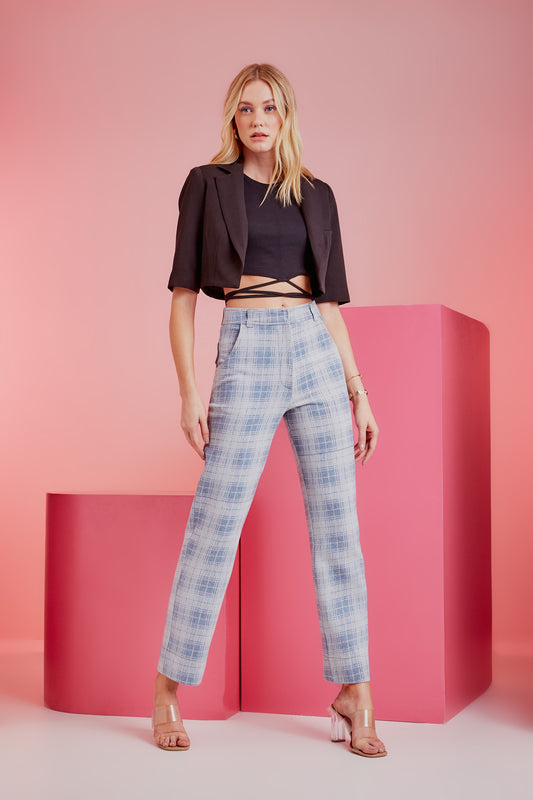 CALCA JEANS XADREZ AZUL JEANS