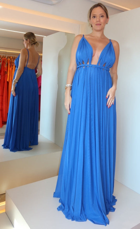 VESTIDO LONGO TRANÇA AZUL