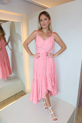 VESTIDO RAYON ASSIMÉTRICO RENDAS FONDANT