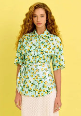 CAMISA ALONGADA COM BOLSOS ESTAMPA LIMÃO SICILIANO