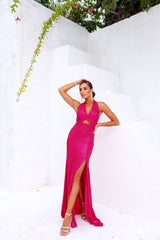 VESTIDO PEIXES LONGO PAETE ROSA