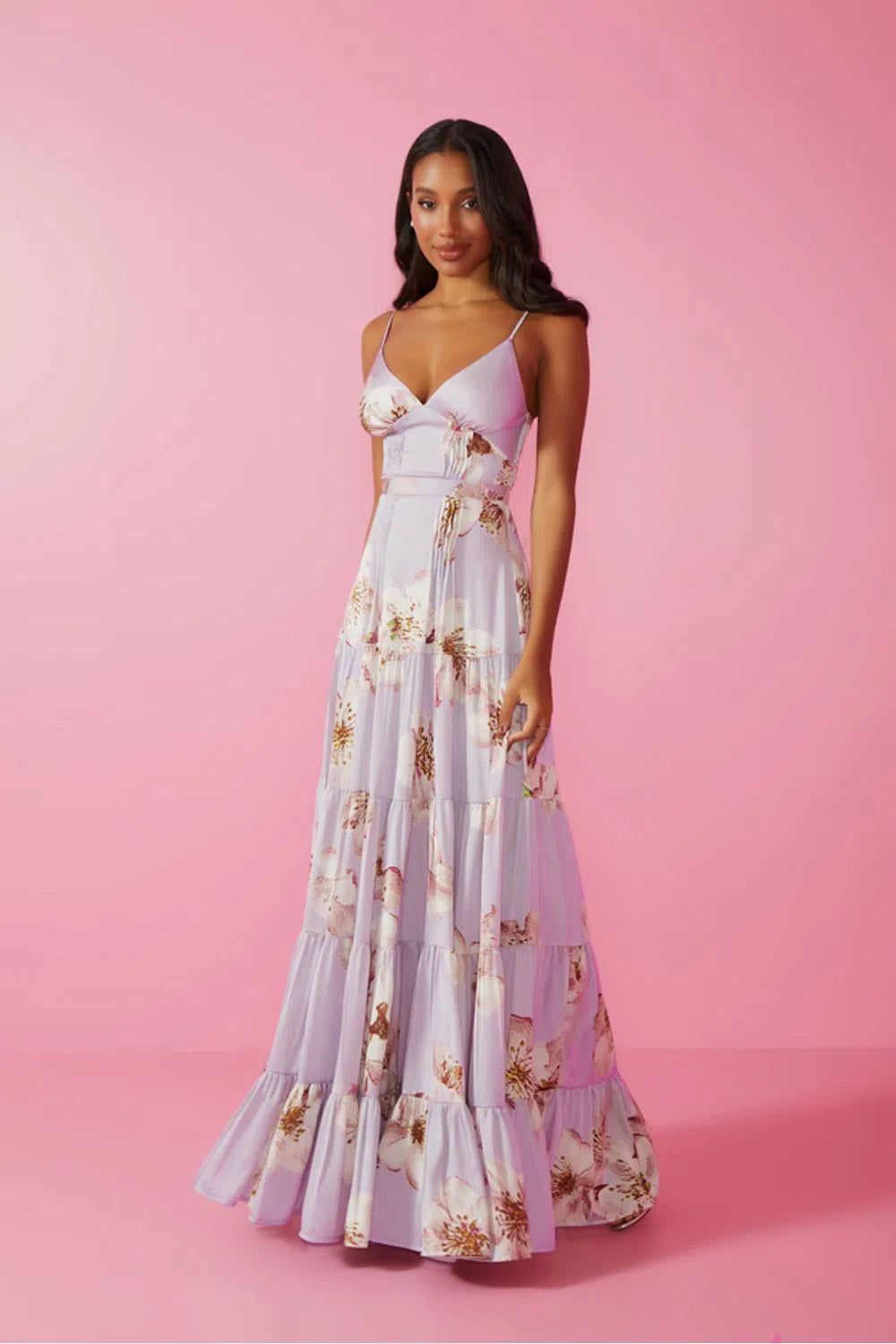 Vestido longo em duas cores hotsell corte acinturado