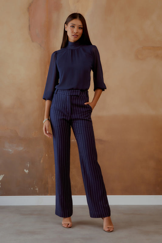 CALÇA RISCA RETA AZUL ECLIPSE