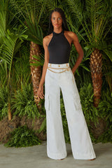 CALÇA SARJA CARGO BRANCO