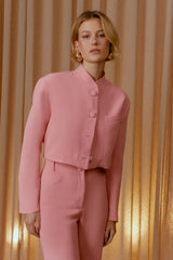 CASACO CREPE BOTÕES FORRADOS ROSA CORA