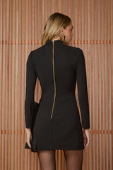 VESTIDO CURTO LETÍCIA BABADO ORGANZA PRETO