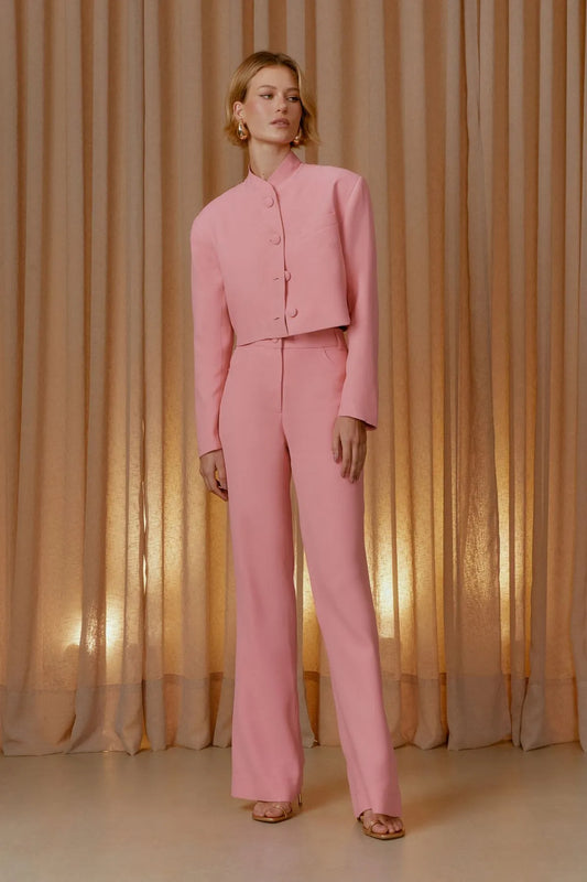 CALÇA CLÁSSICA BOLSO LAPELA ROSA CORA