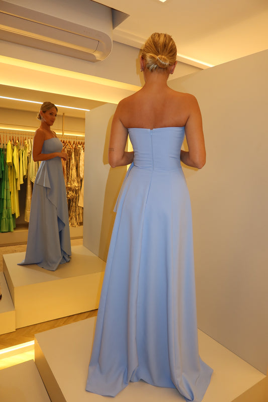 VESTIDO LONGO TOMARA QUE CAIA PRINCESA JABOUR AZUL CLARO