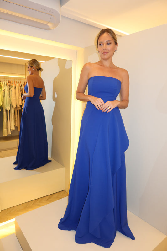 VESTIDO LONGO TOMARA QUE CAIA PRINCESA JABOUR AZUL BIC