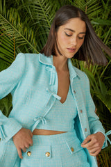 CASACO TWEED LAÇO AZUL SERENO