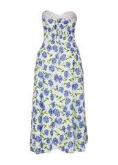 VESTIDO STRAPLESS DECOTE FRANZIDO HORTÊNCIAS