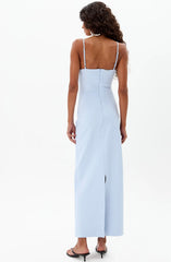 VESTIDO SUPER MIDI COM ALÇAS AZUL CLARO