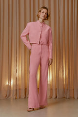 CASACO CREPE BOTÕES FORRADOS ROSA CORA