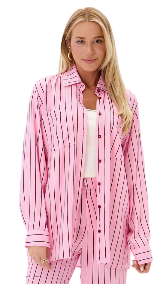 CAMISA OVERSIZED ESTAMPADA ROSA