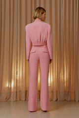 CALÇA CLÁSSICA BOLSO LAPELA ROSA CORA