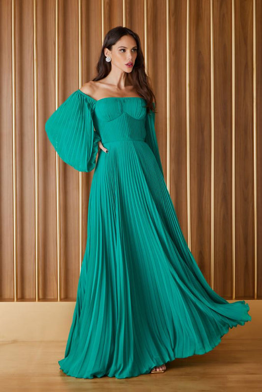 VESTIDO LONGO LELE VERDE ESMERALDA