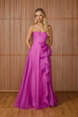 VESTIDO LONGO ELISA BABADO CASCATA VIOLET