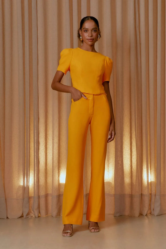 CALÇA CLÁSSICA BOLSO LAPELA TANGERINA FRIDA