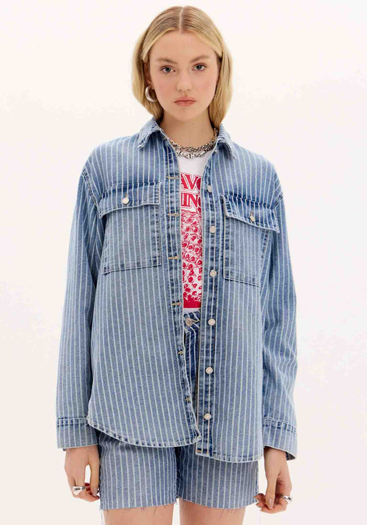 CAMISA JEANS LISTRADA