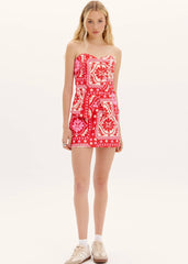 SAIA CURTA ESTAMPADA VERMELHA