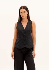 COLETE ALFAIATARIA ALONGADO PRETO RISCA DE GIZ