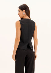 COLETE ALFAIATARIA ALONGADO PRETO RISCA DE GIZ