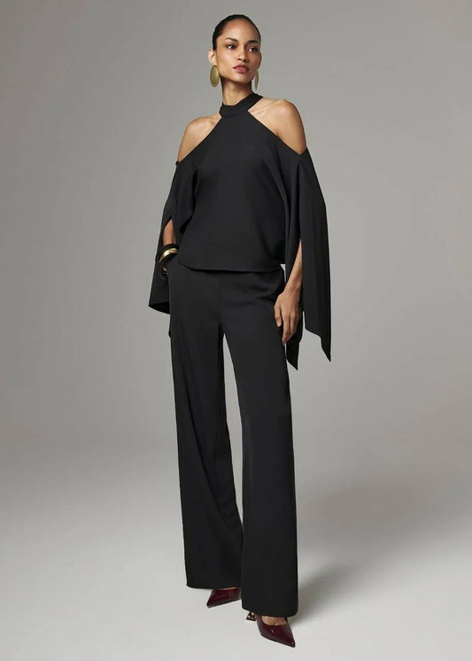 CONJUNTO BLUSA GOLA ALTA CALÇA PANTALONA