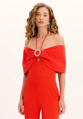 MACACÃO LONGO COM MAXI LAÇO VERMELHO