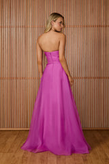 VESTIDO LONGO ELISA BABADO CASCATA VIOLET