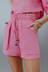 CONJUNTO LINHO VIETNA DETALHE POMPOM ROSA