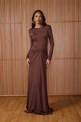 VESTIDO LONGO JOAN ARGOLA COFFEE