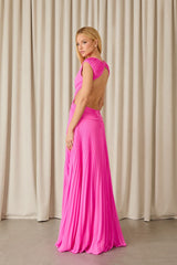 VESTIDO LONGO KARLIE PLISSADO PINK
