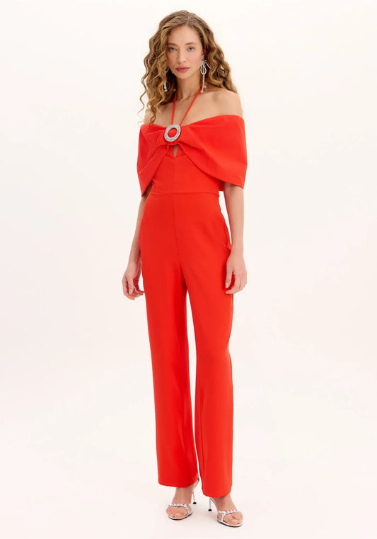 MACACÃO LONGO COM MAXI LAÇO VERMELHO