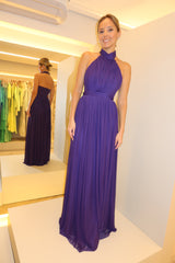 VESTIDO LONGO FRENTE ÚNICA FRANZIDO ROXO