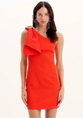 VESTIDO OMBRO COM MAXI LAÇO VERMELHO