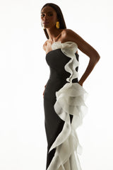 VESTIDO LONGO GIULIA PRETO/OFF WHITE