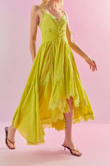 VESTIDO RAYON ASSIMÉTRICO RENDAS SUNKISS