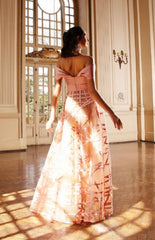 VESTIDO LONGO FITAS EM CETIM DUCHESE C/ VIES ROSE THAYS TEMPONI