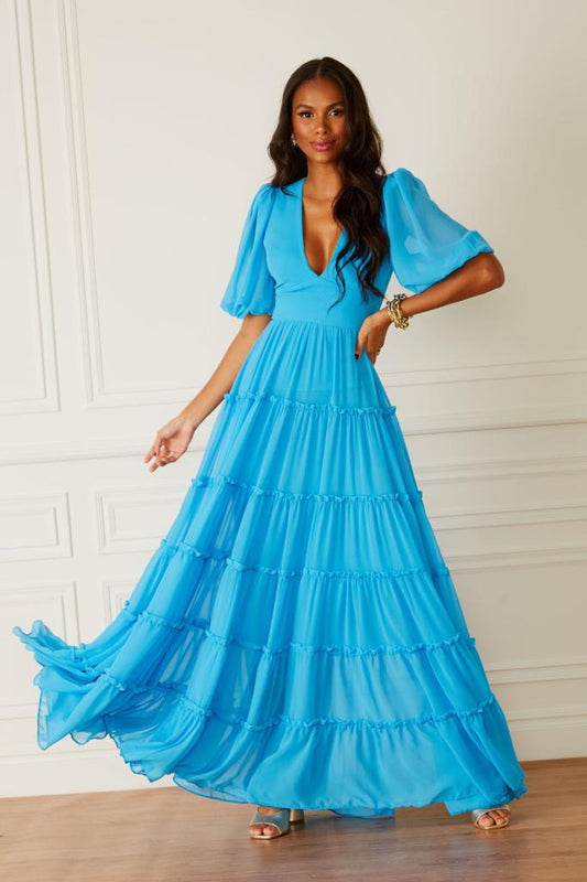 VESTIDO LONGO LEILA BLUE / AZUL