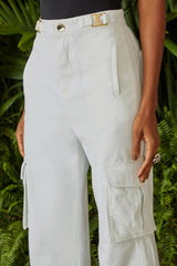 CALÇA SARJA CARGO BRANCO