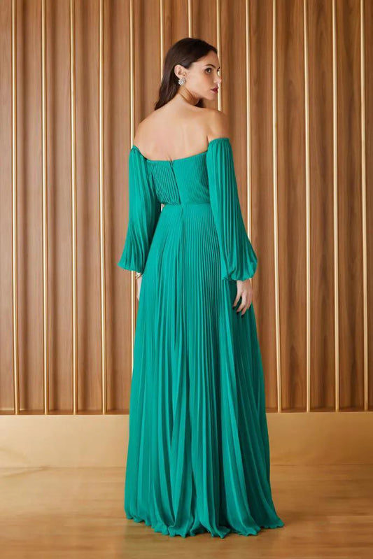 VESTIDO LONGO LELE VERDE ESMERALDA
