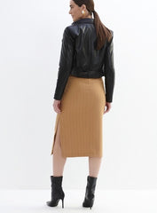 SAIA MIDI LISTRADA CARAMELO