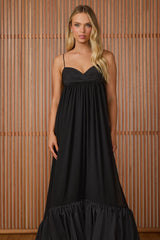 VESTIDO LONGO MAITÊ BALONÊ PRETO