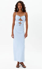 VESTIDO SUPER MIDI COM ALÇAS AZUL CLARO