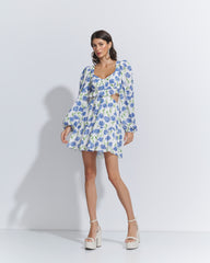 VESTIDO CURTO MANGA BUFANTE HORTÊNCIAS