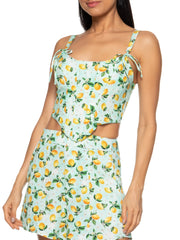 BLUSA CORSET DE ALÇAS ESTAMPA LIMÃO SICILIANO