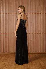 VESTIDO LONGO MAYRA PESPONTADO PRETO