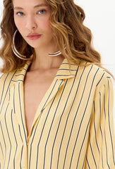 CAMISA MANGA CURTA LISTRADA AMARELA